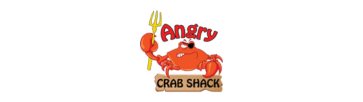 Untitled design (1) copy 4 Logo of "Angry Crab Shack" featuring a cartoon crab holding a trident above a wooden sign.